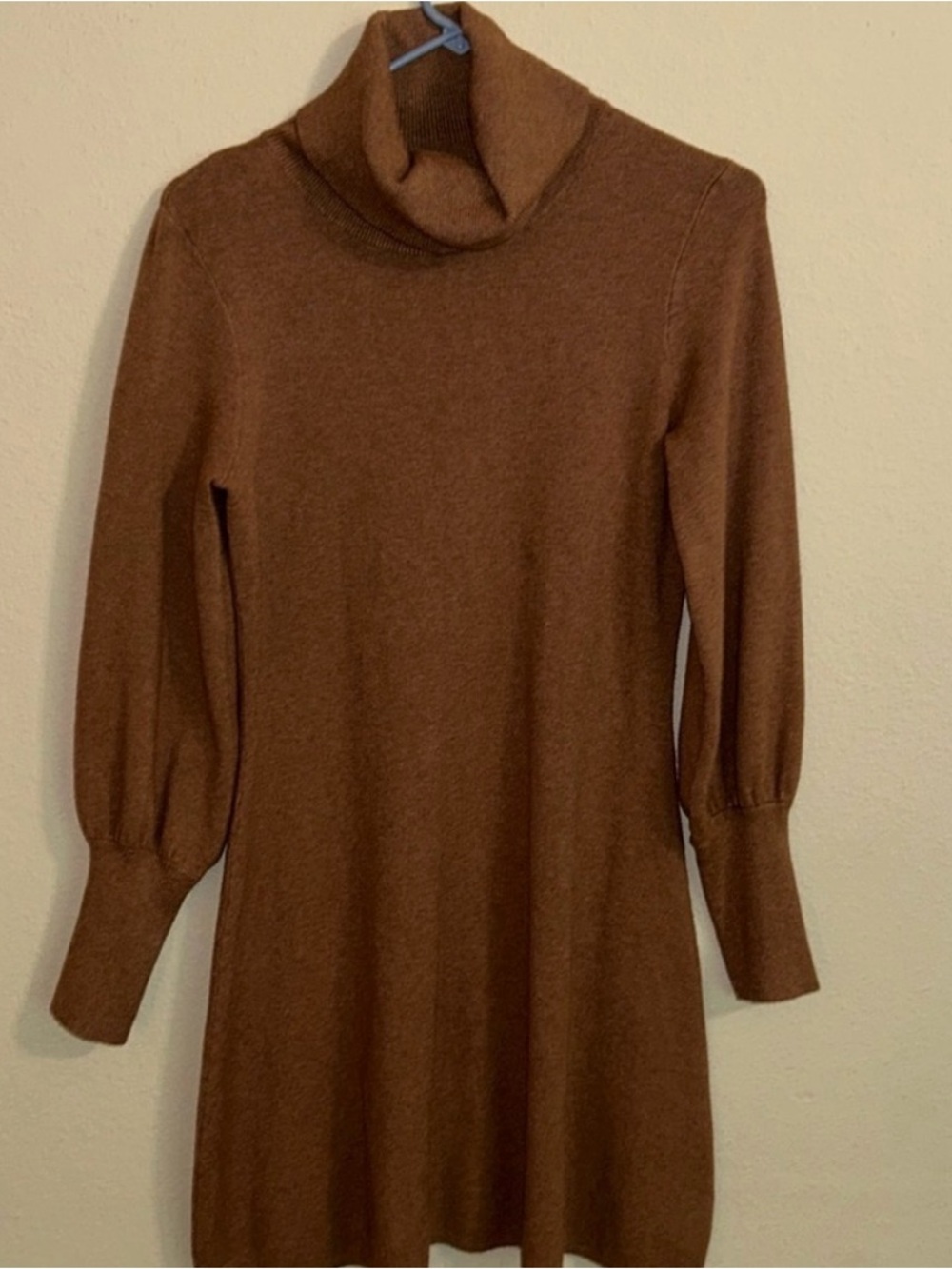 Cozy Brown Turtleneck Sweater Dress